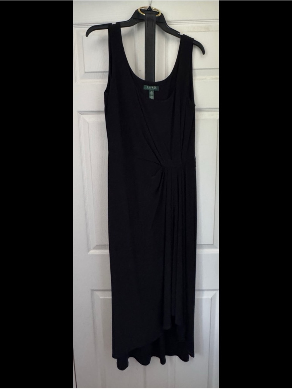 Ralph Lauren Black Sleeveless High-Low Knot-Detail Dress